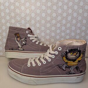 Vans Grey - Size 9 - Custom Artwork Where the Wild Things Are